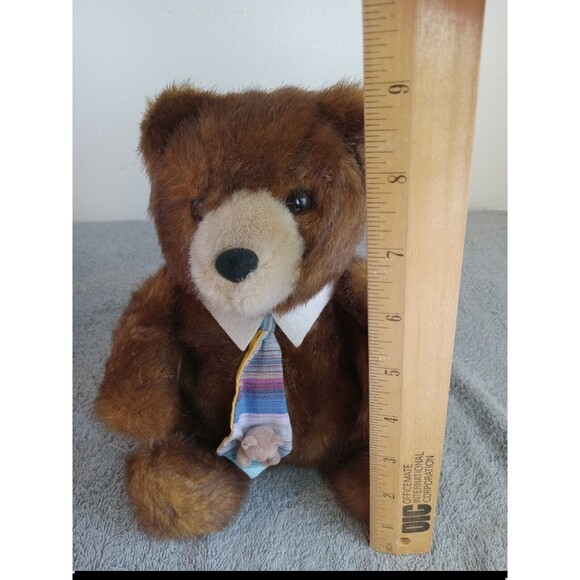 Vintage Applause Teddy Bear Plush w/tie & Collar 1986 Brown #22022 Ryan 9"inc - Picture 6 of 6